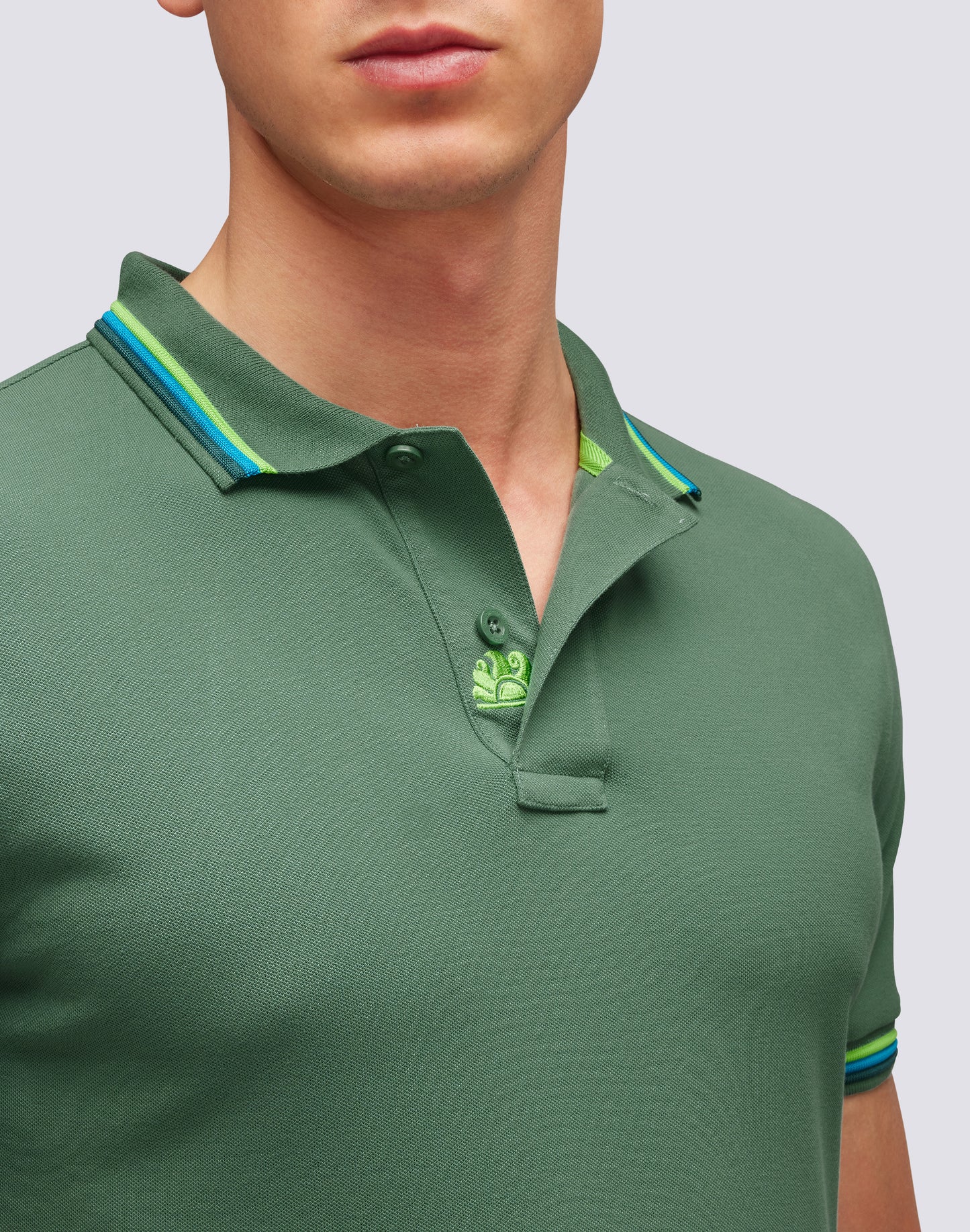 BRICE POLO SHIRT IN PIQUET COTTON WITH TRICOLOR DETAILS