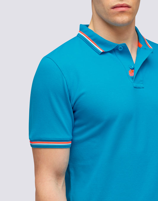 BRICE POLO SHIRT IN PIQUET COTTON WITH TRICOLOR DETAILS