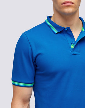 BRICE POLO SHIRT IN PIQUET COTTON WITH TRICOLOR DETAILS