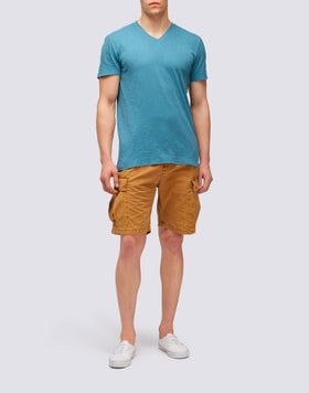 GARMENT DYED T-SHIRT WITH V-NECK