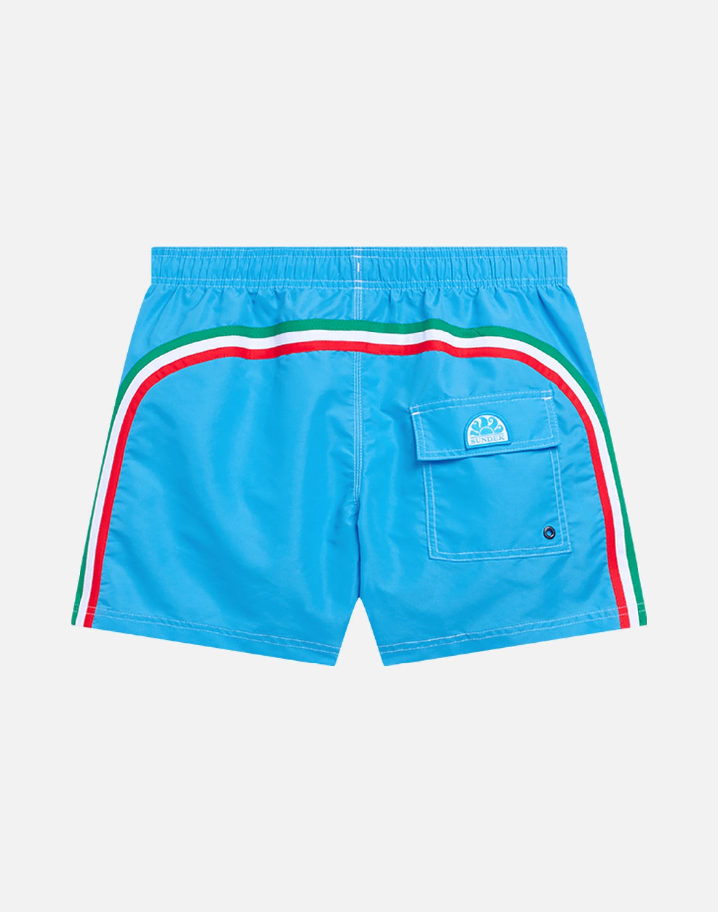 SHORT SWIM SHORTS WITH AN ELASTICATED WAISTBAND ICONIC TAFFETA ITALIAN FLAG