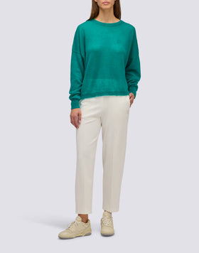 WOMEN'S LONG MILANO STITCH TROUSERS WITH SEMI-ELASTIC WAIST