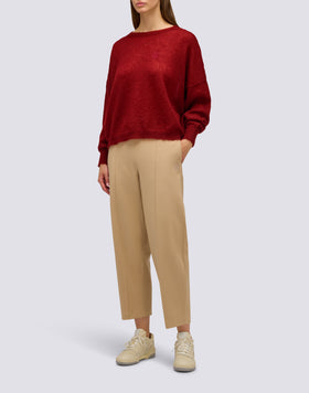 WOMEN'S LONG MILANO STITCH TROUSERS WITH SEMI-ELASTIC WAIST
