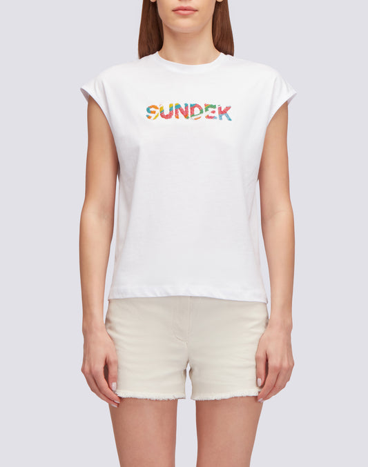 SLEEVELESS T-SHIRT WITH EMBROIDERY