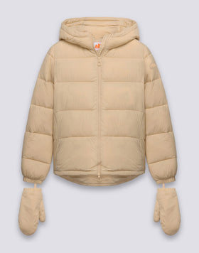 WOMEN'S SHORT PADDED DOWN JACKET WITH HOOD