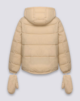 WOMEN'S SHORT PADDED DOWN JACKET WITH HOOD