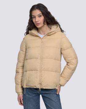 WOMEN'S SHORT PADDED DOWN JACKET WITH HOOD