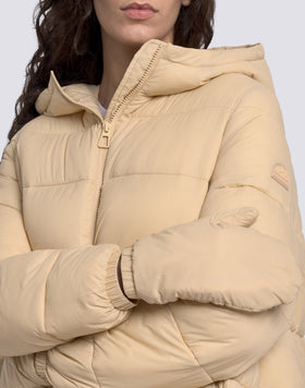 WOMEN'S SHORT PADDED DOWN JACKET WITH HOOD