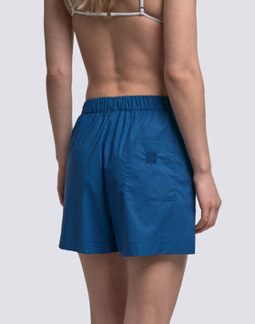 WOMEN'S ELASTICATED WAIST SHORTS IN COTTON POPLIN