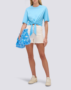 WOMEN'S CROP BOXY FIT T-SHIRT WITH KNOT