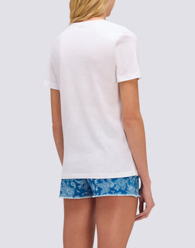 WOMEN'S T-SHIRT WITH WIDE NECK AND FRONT KNOT