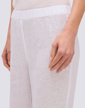 WOMEN'S LONG LINEN TROUSERS WITH ELASTICATED WAIST