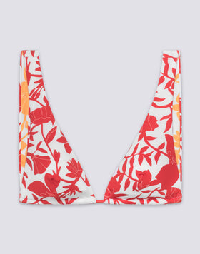 MARVA - AMERICAN TRIANGLE BIKINI TOP WITH PATCHY FLOWERS PRINT