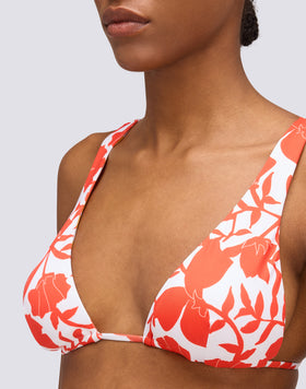 MARVA - AMERICAN TRIANGLE BIKINI TOP WITH PATCHY FLOWERS PRINT