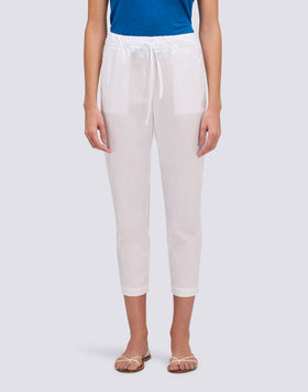 WOMEN'S LONG CIGARETTE TROUSERS IN POPLIN COTTON