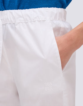 WOMEN'S LONG CIGARETTE TROUSERS IN POPLIN COTTON