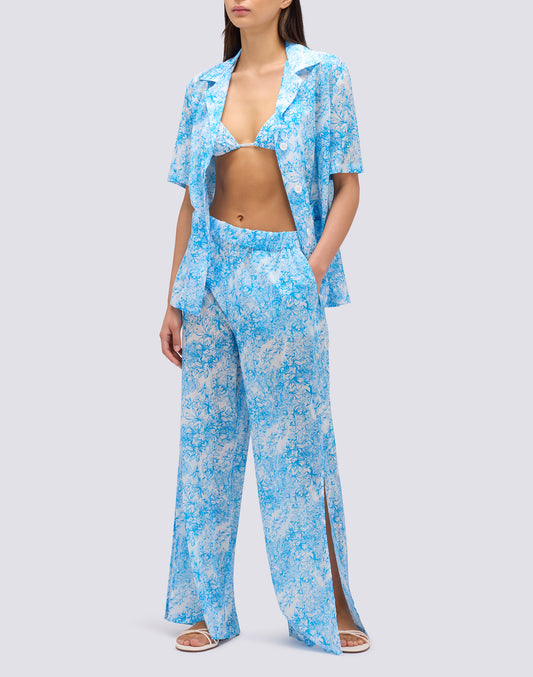 LONG COTTON VOILE SKIRT WITH FLEUR DE JOIE PRINT