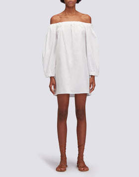 SHORT POPLIN DRESS WITH BOW NECK