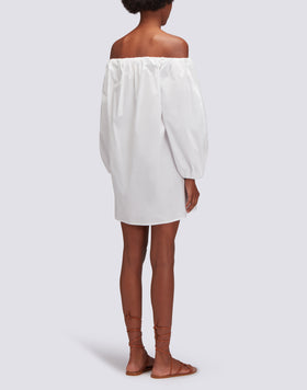 SHORT POPLIN DRESS WITH BOW NECK