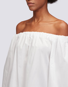 SHORT POPLIN DRESS WITH BOW NECK