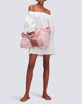 SHORT POPLIN DRESS WITH BOW NECK