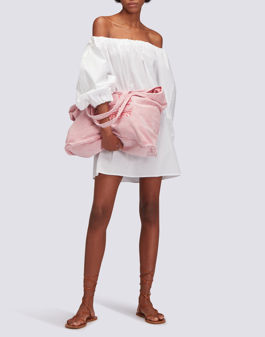 SHORT POPLIN DRESS WITH BOW NECK