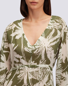 COTTON VOILE LONG DRESS WITH TROPIC SAVANNAH PRINT