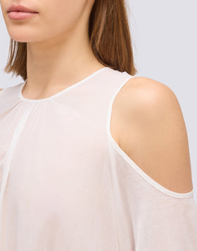 SHORT DRESS WITH OFF-THE-SHOULDERS IN COTTON VOILE