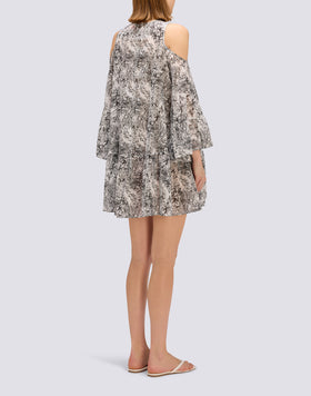 SHORT DRESS WITH OFF-THE-SHOULDER FLEUR DE JOIE PRINT