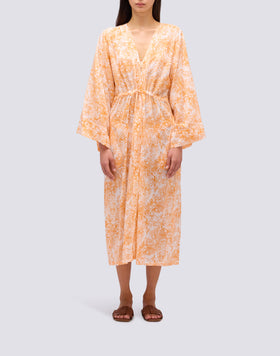 FLEUR DE JOIE PRINT LONG KIMONO DRESS