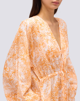 FLEUR DE JOIE PRINT LONG KIMONO DRESS