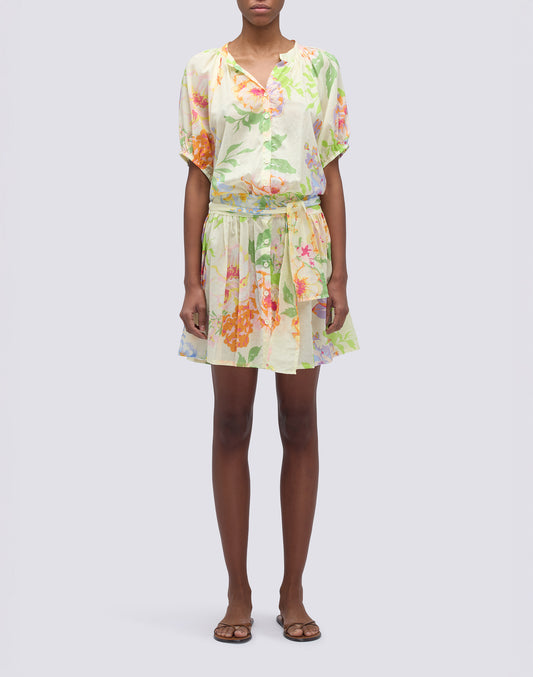 FLOWER BUNCH PRINTED SHORT DRESS