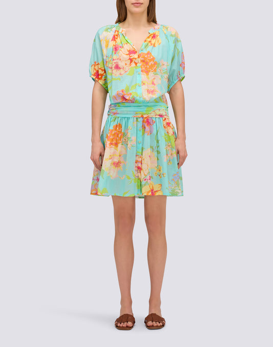 FLOWER BUNCH PRINTED SHORT DRESS