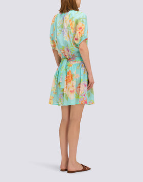 FLOWER BUNCH PRINTED SHORT DRESS