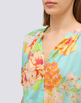 FLOWER BUNCH PRINTED SHORT DRESS
