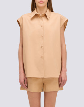 SLEEVELESS POPLIN SHIRT