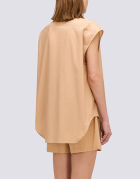 SLEEVELESS POPLIN SHIRT