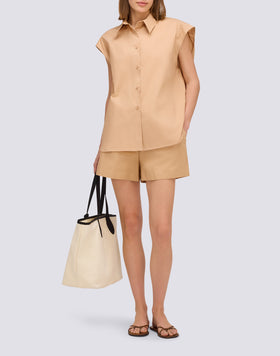 SLEEVELESS POPLIN SHIRT