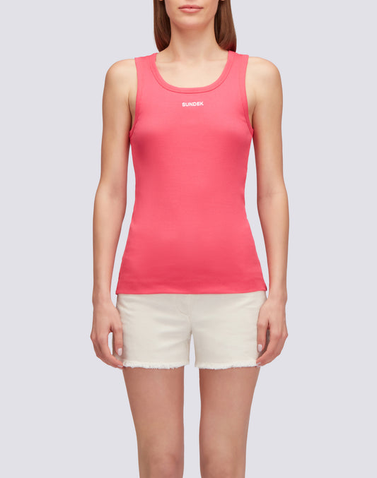 RIBBED TANK TOP WITH EMBROIDERED LOGO