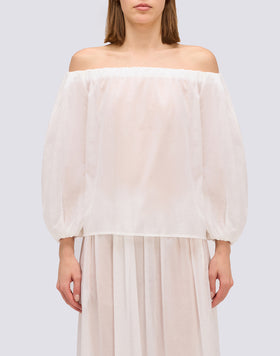 COTTON VOILE BLOUSE WITH BOAT NECKLINE