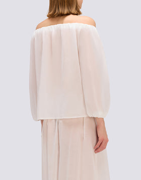 COTTON VOILE BLOUSE WITH BOAT NECKLINE