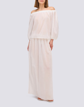 COTTON VOILE BLOUSE WITH BOAT NECKLINE