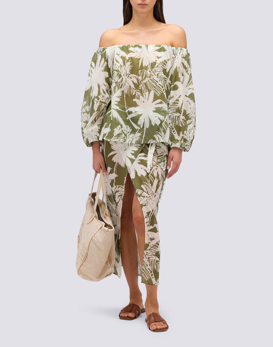 COTTON VOILE BLOUSE WITH TROPIC SAVANA PRINT