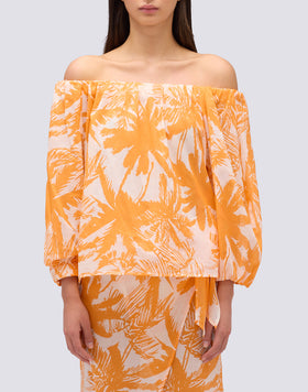 COTTON VOILE BLOUSE WITH TROPIC SAVANNAH PRINT