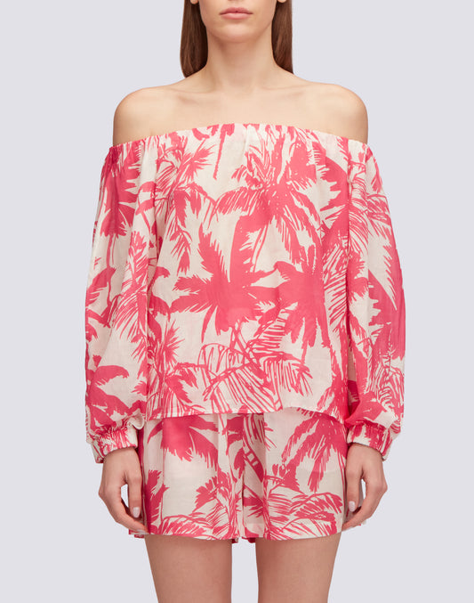 COTTON VOILE BLOUSE WITH TROPIC SAVANNAH PRINT