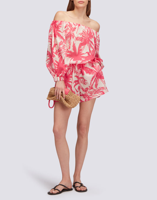 COTTON VOILE BLOUSE WITH TROPIC SAVANNAH PRINT