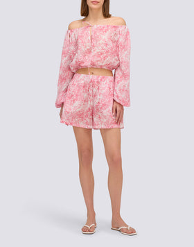 SEMI-STRETCH FLEUR DE JOIE PRINT SHORTS