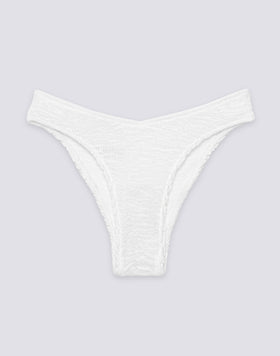 HIGH-WAISTED HIGH-CUT BOTTOMS IN EMBOSSED FABRIC