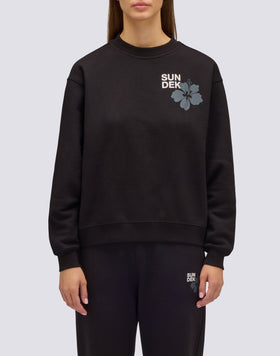 WOMEN'S CREW NECK SWEATSHIRT WITH FLOWER