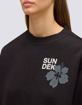 WOMEN'S CREW NECK SWEATSHIRT WITH FLOWER
